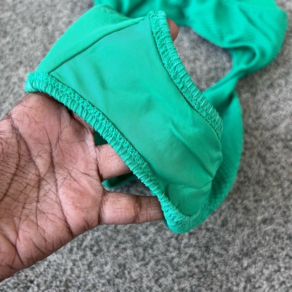 Aerie Jacquard Cut Out Strapless One Piece Swimsuit Green Dazzle Size M - Picture 10 of 11